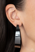 Load image into Gallery viewer, Flat Out Fashionable - Black Gunmetal Hoop Earrings