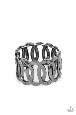 Industrial Indulgence - Black Gunmetal Stretchy Bracelet
