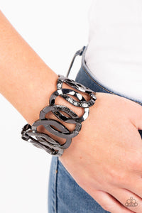 Industrial Indulgence - Black Gunmetal Stretchy Bracelet