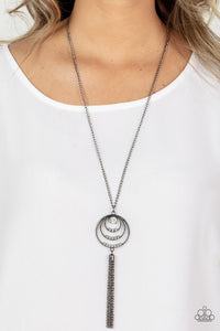 Spiraling Sparkle - Black Gunmetal Necklace