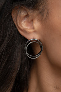 Always In The Loop - Black (Gunmetal) Earrings