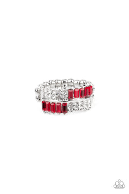 Put Them in Check - Red Dainty Ring