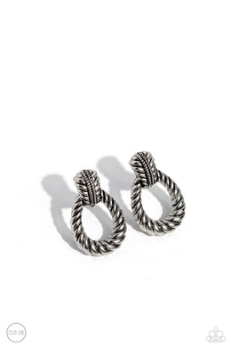 Roping Rodeo - Silver Clip-On Earrings