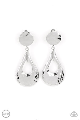 Metallic Magic - Silver Clip-On Earrings