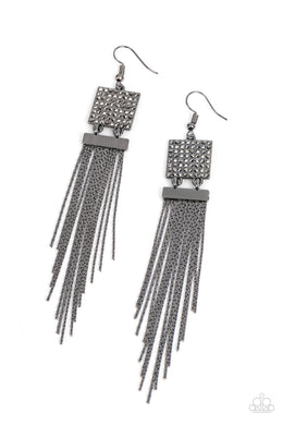 Dramatically Deco - Black Gunmetal Earrings