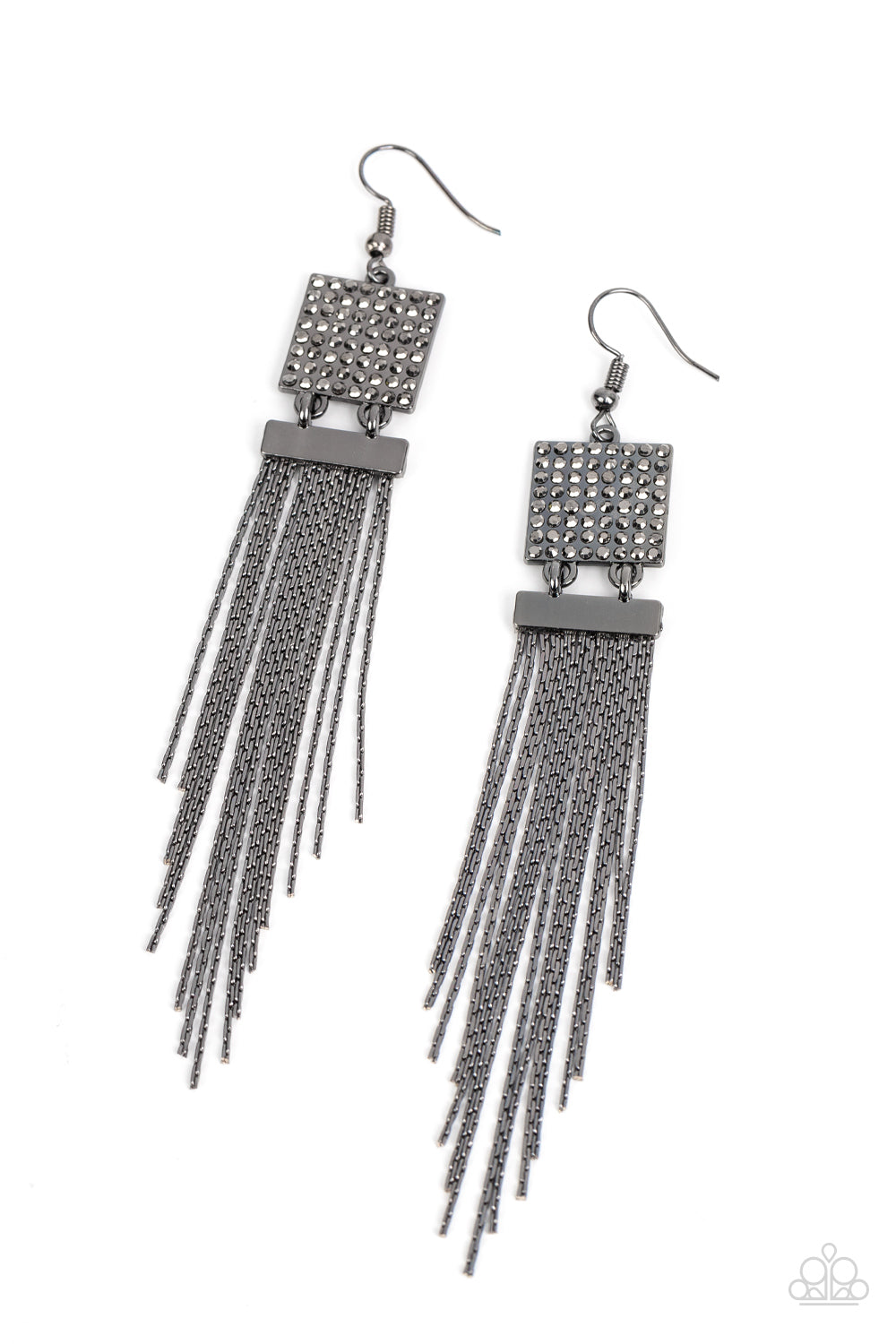 Dramatically Deco - Black Gunmetal Earrings