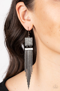 Dramatically Deco - Black Gunmetal Earrings