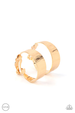 Versatile Velocity - Gold Clip-On Hoop Earrings