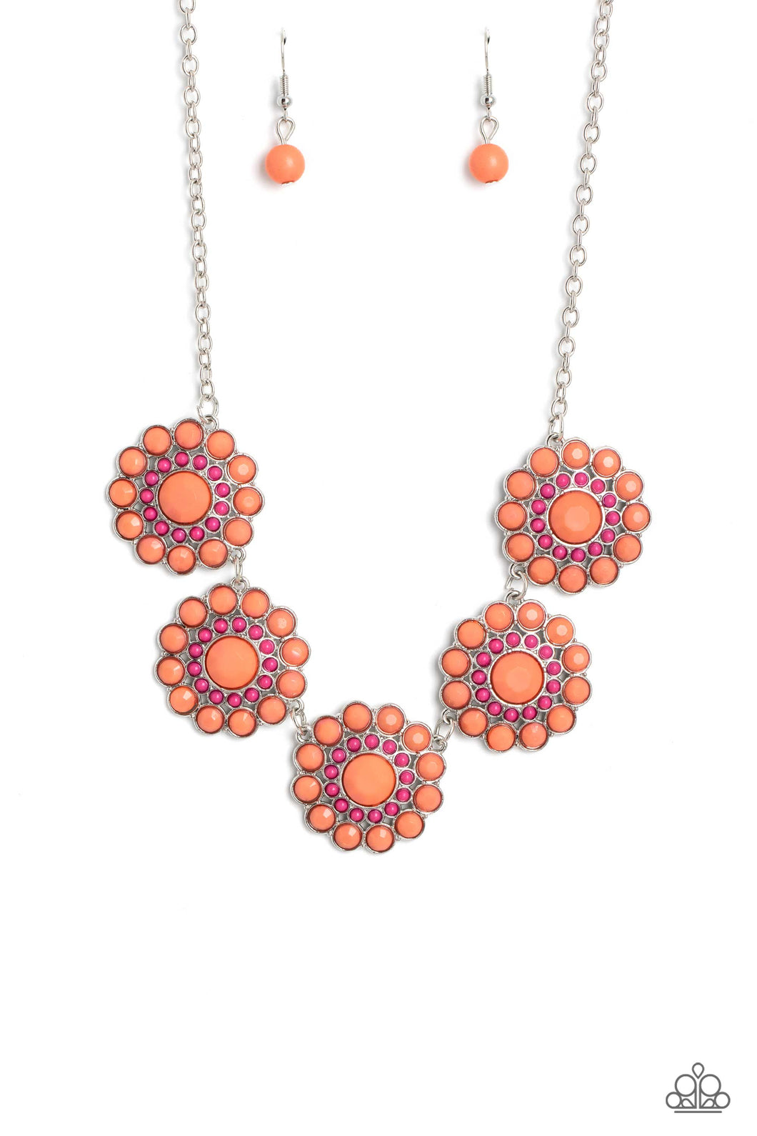 Floral Fervor - Orange Necklace