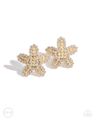 Starfish Serenade - Gold Clip-On Earrings
