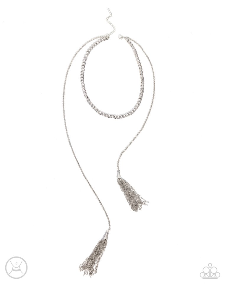 Tassel Theme - Silver Choker Necklace