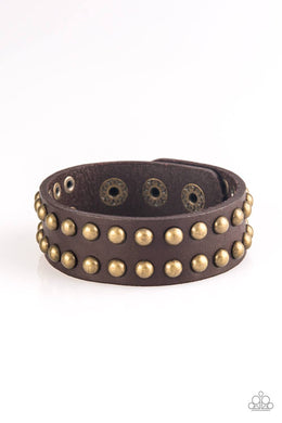 Biker Bold - Brown Snap Bracelet