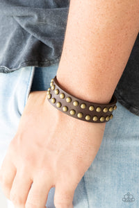 Biker Bold - Brown Snap Bracelet