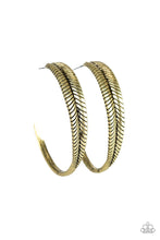 Load image into Gallery viewer, Funky Feathers - Brass Hoop Earrings