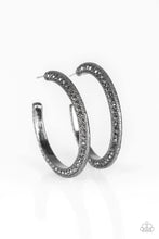 Load image into Gallery viewer, Dazzling Diamond-naire - Black Gunmetal Hoop Earrings