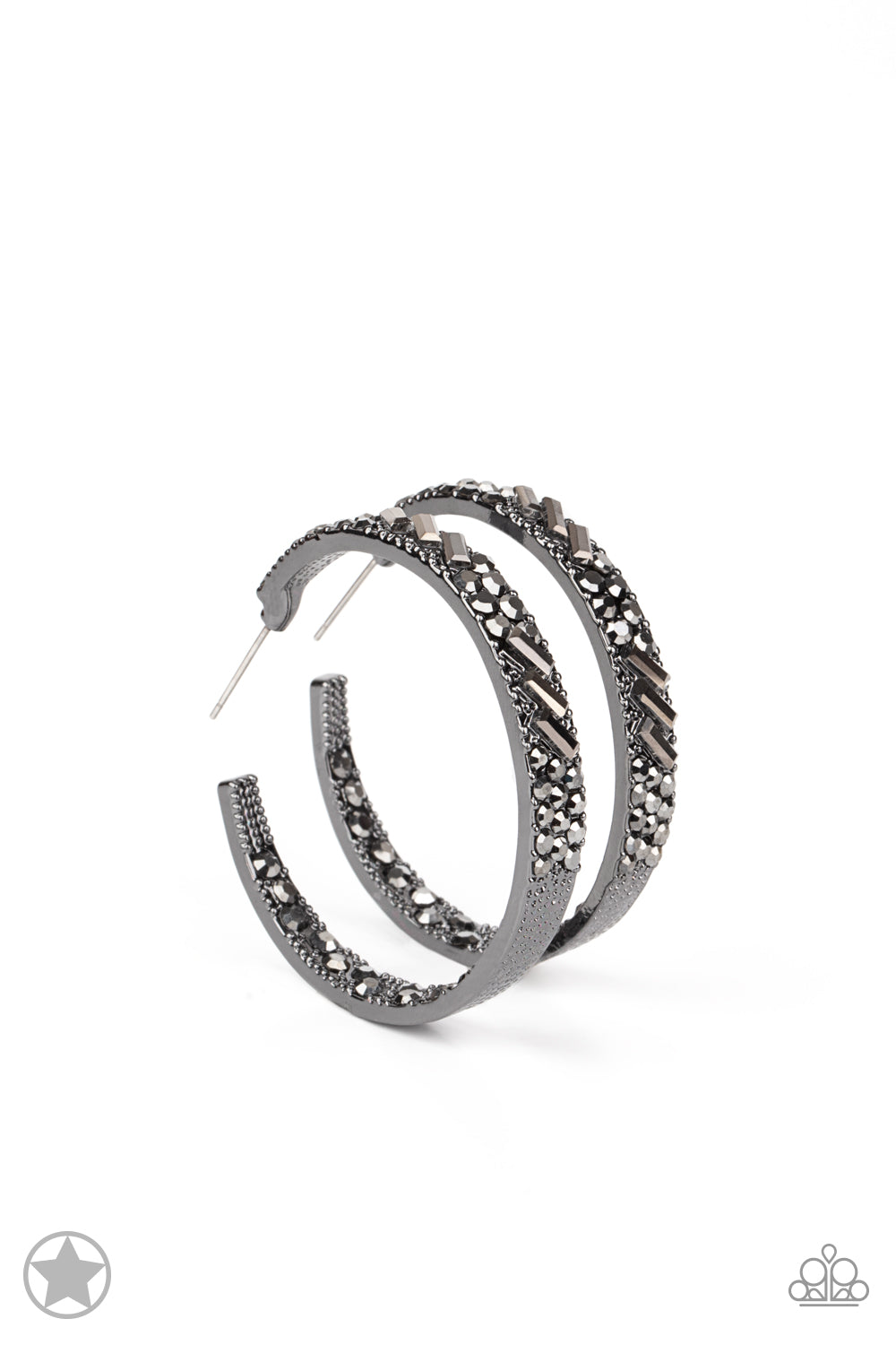 GLITZY By Association - Black Gunmetal Hoop Earrings
