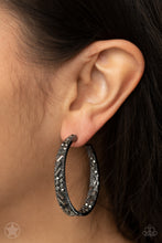 Load image into Gallery viewer, GLITZY By Association - Black Gunmetal Hoop Earrings