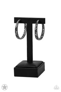 GLITZY By Association - Black Gunmetal Hoop Earrings