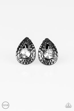 Elite Edge - Black Gunmetal Clip-On Earrings