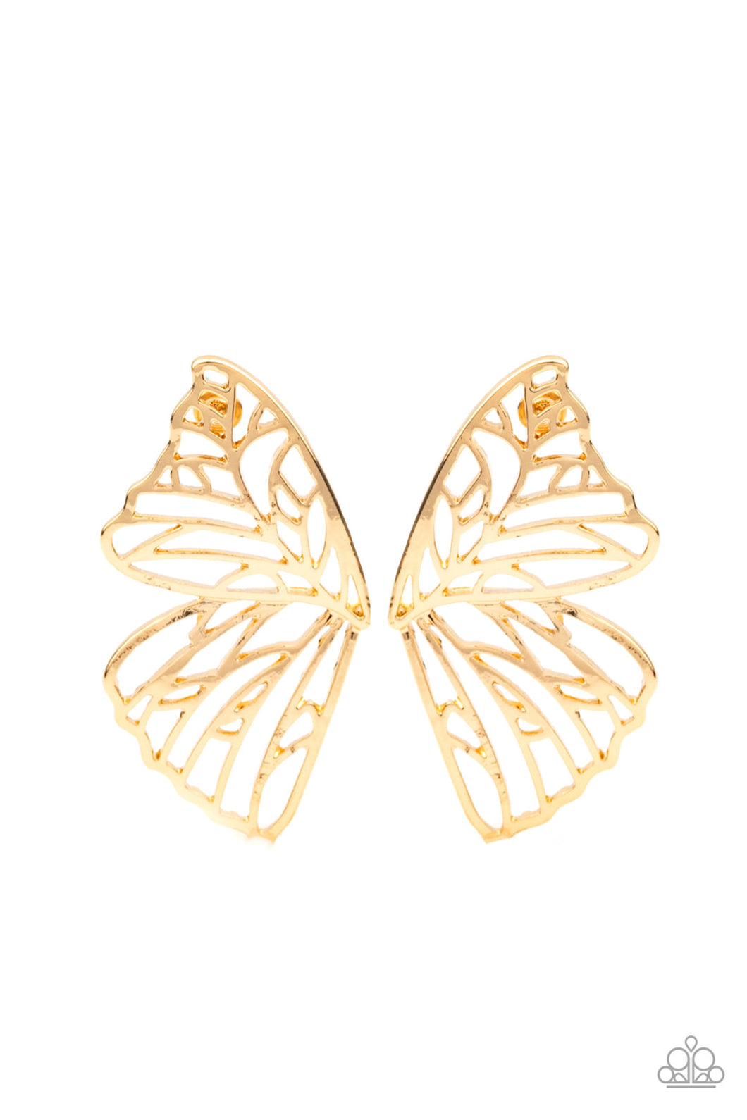 Butterfly Frills - Gold Post Earrings