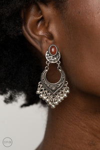 Summery Gardens - Brown Clip-On Earrings