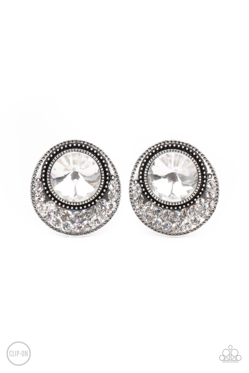 Off The RICHER-Scale - White Clip-On Earrings