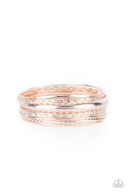 Trophy Texture - Rose Gold Set of Bracelets