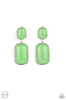 Meet Me At The Plaza - Green Clip-On Earrings