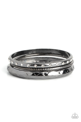 Confidently Curvaceous - Black Gunmetal Bangle Bracelets