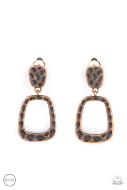 Playfully Primitive - Copper Clip-On Earrings