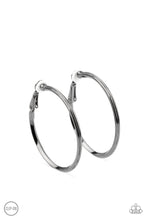 Load image into Gallery viewer, City Classic - Black Gunmetal Clip-On Hoop Earrings