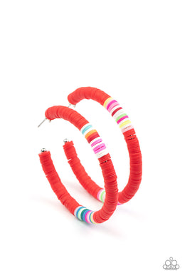 Colorfully Contagious - Red Hoop Earrings