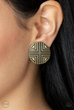 Load image into Gallery viewer, Shielded Shimmer - Brass Clip-On Earrings