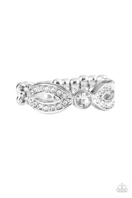Extra Side Of Elegance - White Dainty Ring
