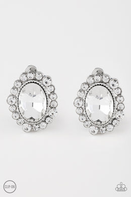 Hold Court - White Clip-On Earrings