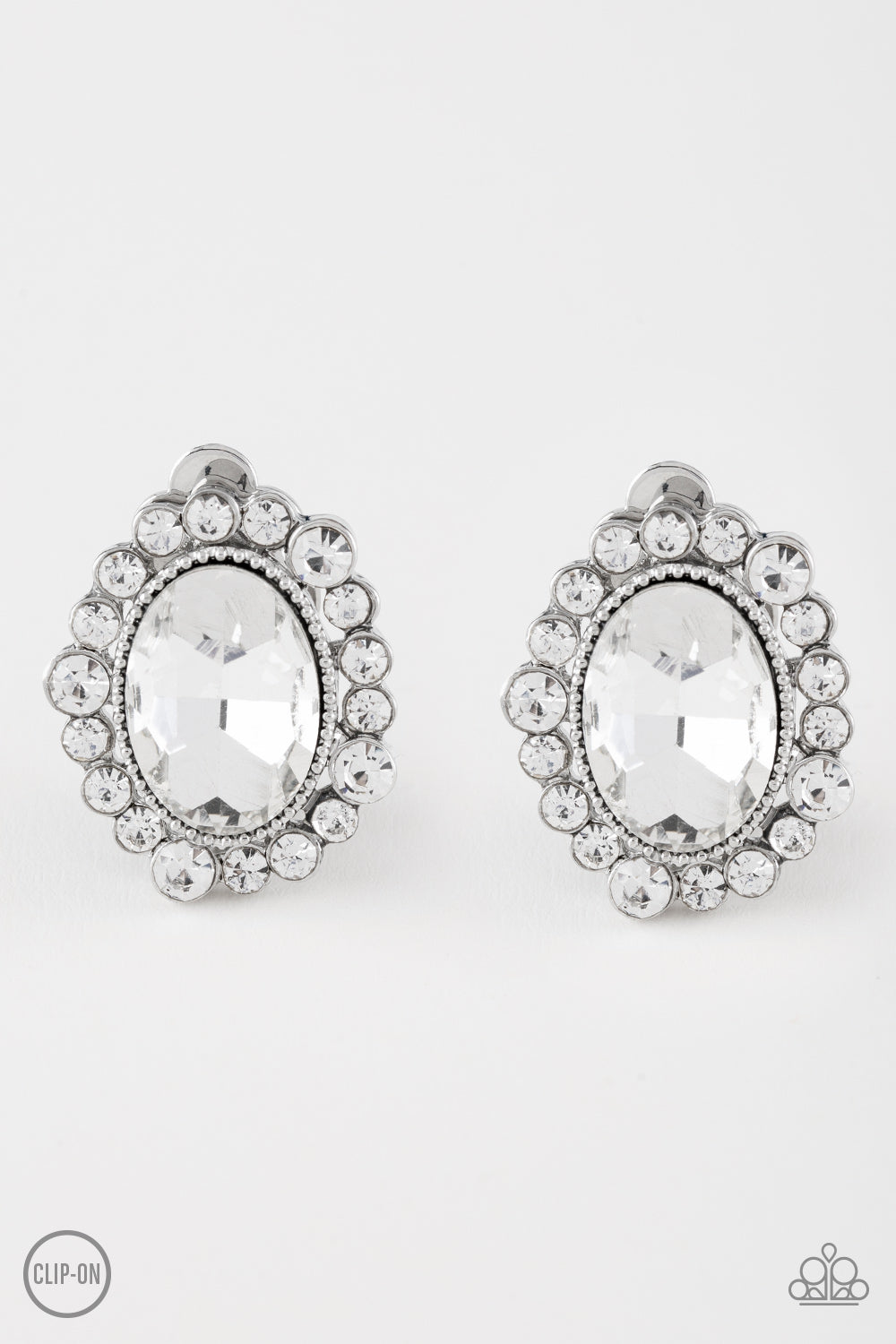 Hold Court - White Clip-On Earrings
