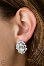 Load image into Gallery viewer, Hold Court - White Clip-On Earrings