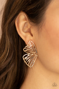 Butterfly Frills - Gold Earrings