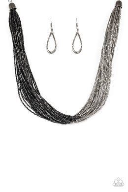 Flashy Fashion - Black Necklace