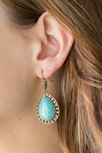 Load image into Gallery viewer, Sahara Serenity - Brass Earrings 🔸Turquoise Stone🔸