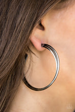 Load image into Gallery viewer, HAUTE Gossip - Black Gunmetal Hoop Earrings