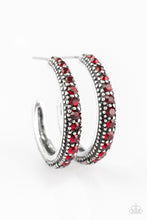 Load image into Gallery viewer, Twinkling Tinseltown - Red Hoop Earrings
