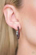 Load image into Gallery viewer, Twinkling Tinseltown - Red Hoop Earrings