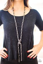 SCARFed for Attention - Black (Gunmetal) Necklace