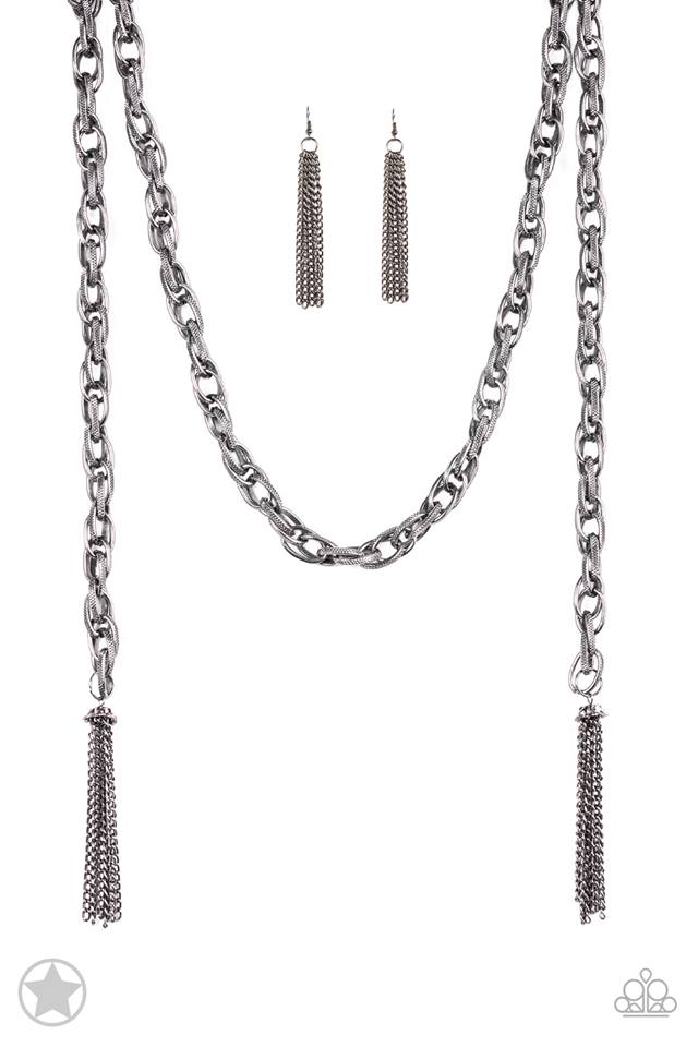 SCARFed for Attention - Black (Gunmetal) Necklace