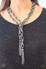 SCARFed for Attention - Black (Gunmetal) Necklace