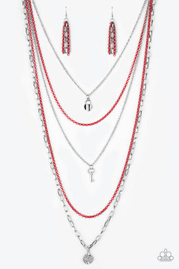 Right On Key - Red Necklace