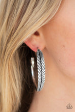 Load image into Gallery viewer, Funky Feathers - Silver Hoop Earrings