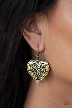 Load image into Gallery viewer, Western Heart - Brass Earrings