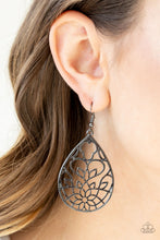 Load image into Gallery viewer, Lovely Lotus - Black Gunmetal Earrings